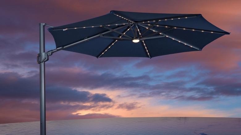 A lighted Sunvilla umbrella