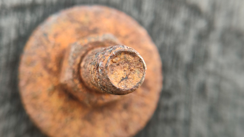 close up on rusted bolt