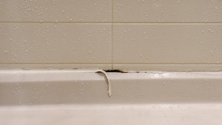 moldy shower caulk cracking and peeling away