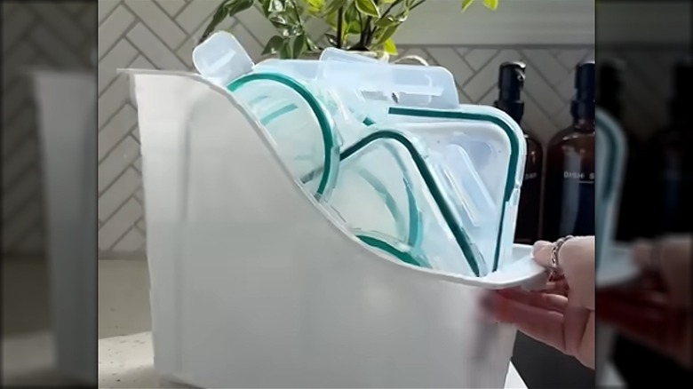 plastic lids inside Dollar Tree book bin