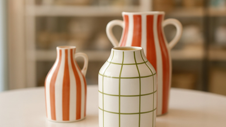 Painted ceramic vases on a table