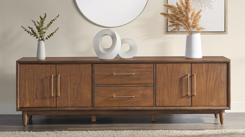 Wooden media console from Costco Puerta Del Sol