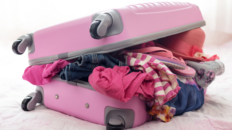 A pink summer holiday suitcase