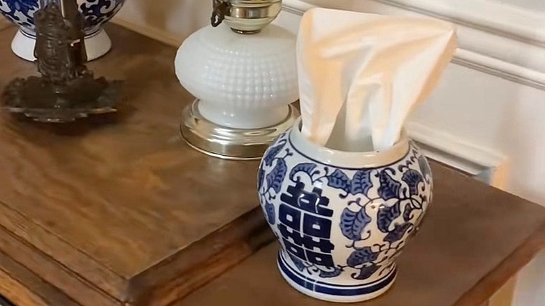 Ginger jar as a tissue holder