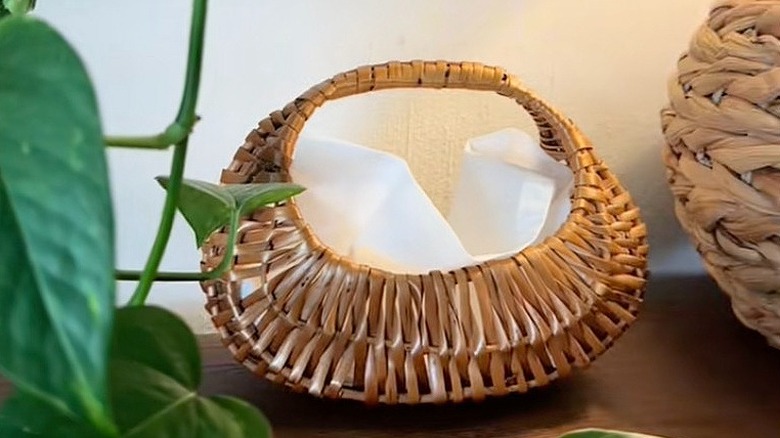 Wicker basket as a tissue holder