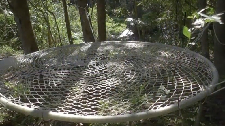 A hammock made from a trampoline