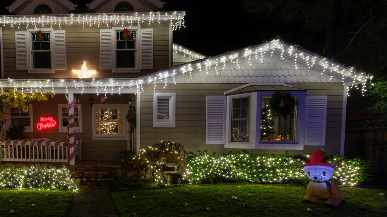 House decorated with christmas lights
