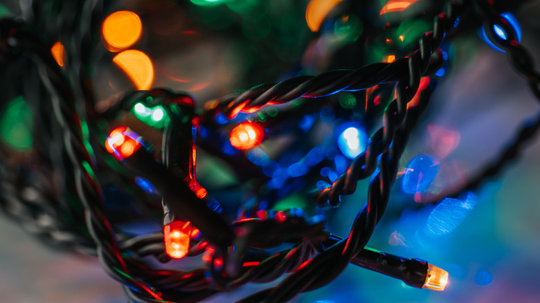 Roll of multicolor string lights