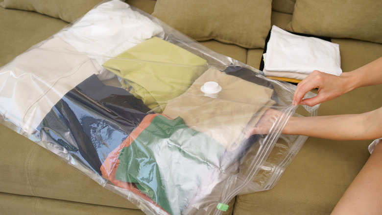 Vacuum storage bag used for clothing
