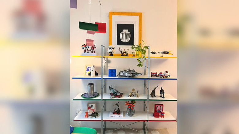 Trinkets on an IKEA BYAKORRE shelf