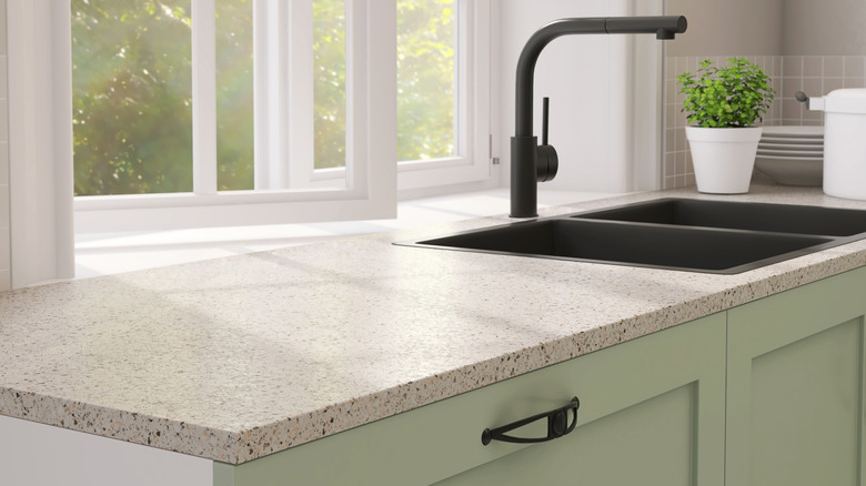 white formica countertops in a kitchen