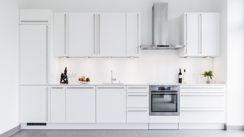 White kitchen with built in appliances