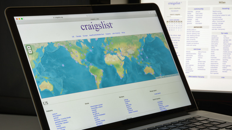 The screen of a computer screen with Craigslist on it