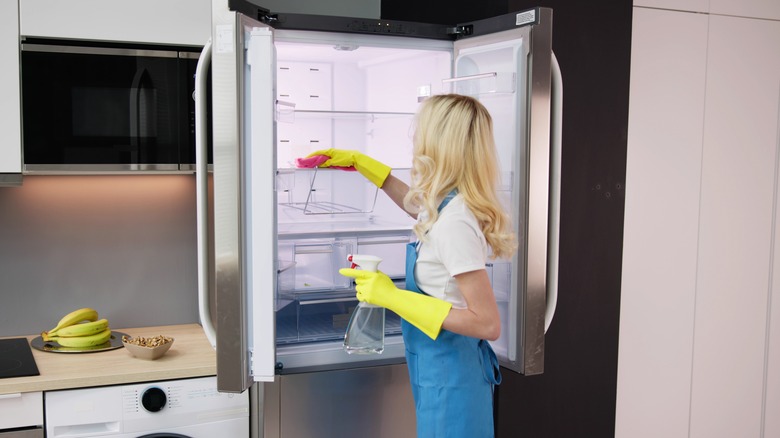 cleaning inside fridge