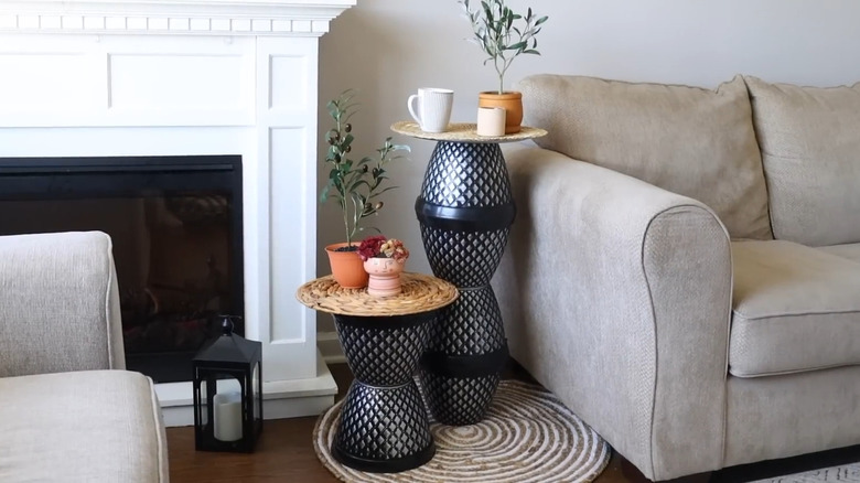 Side table made out of planters