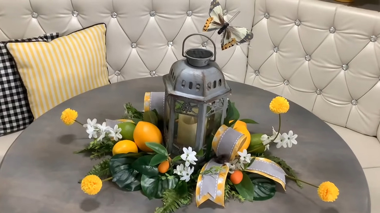 A centerpiece crafted from an outdoor lantern
