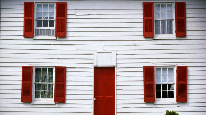 bright red shutters on home