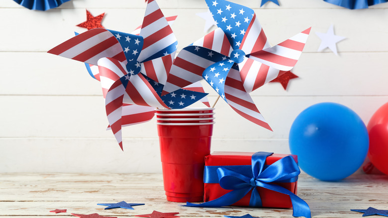 pinwheels in cups for Fourth of July