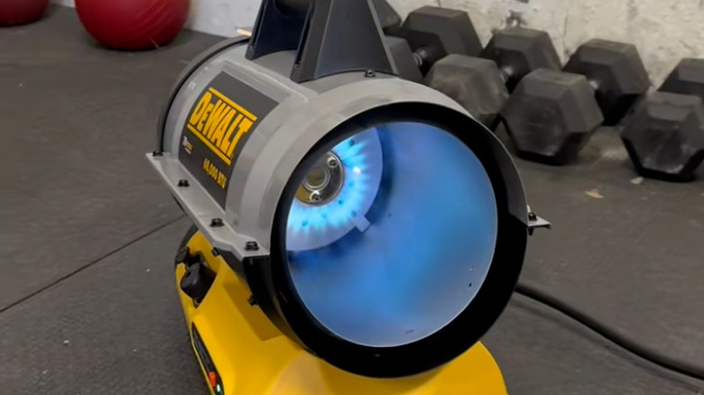 A close up of the DeWalt forced air heater.