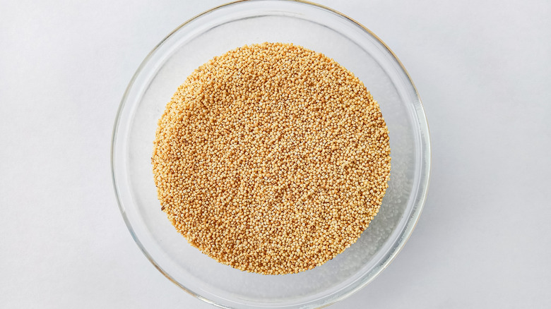 Close up of white millet in bowl
