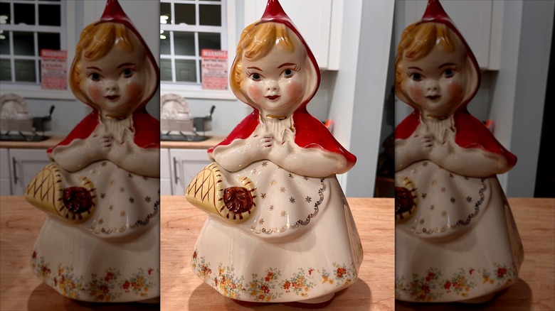 Little red riding hood cookie jar on counter