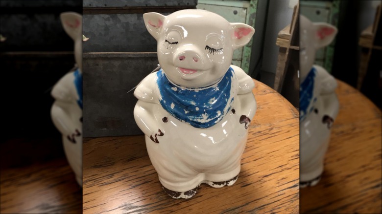Pig wearing a bandana cookie jar