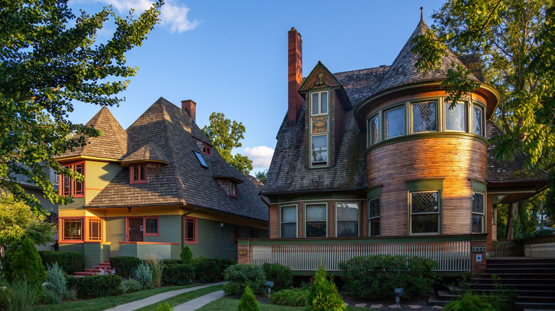 Historic Frank Lloyd Wright houses in Chicago's Oak Park.