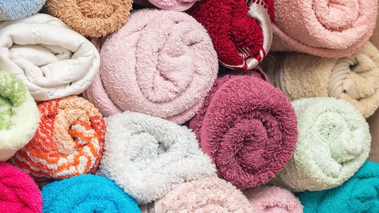 rolled up bath towels