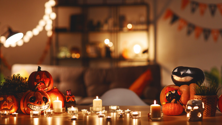 home decorated for halloween
