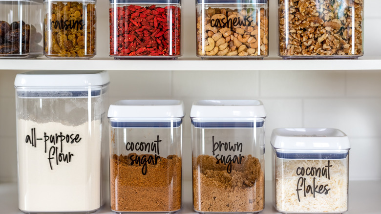 Pantry items in plastic containers
