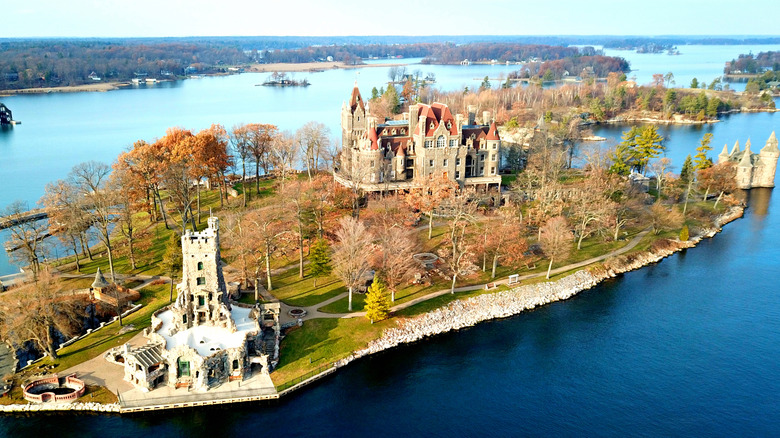 Birds-eye-view of Boldt Castle in Alexandria Bay