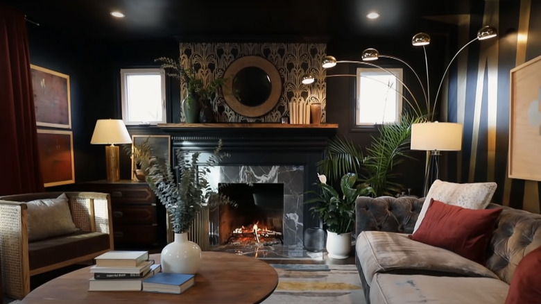 black glam interior living room