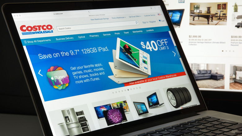 Costco website pulled up on computer