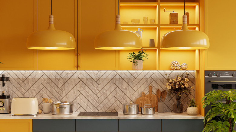 yellow kitchen cabinets