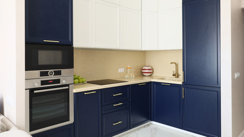 navy blue kitchen cabinets