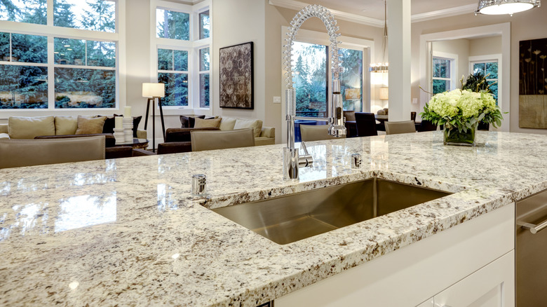 granite countertop on kitchen island