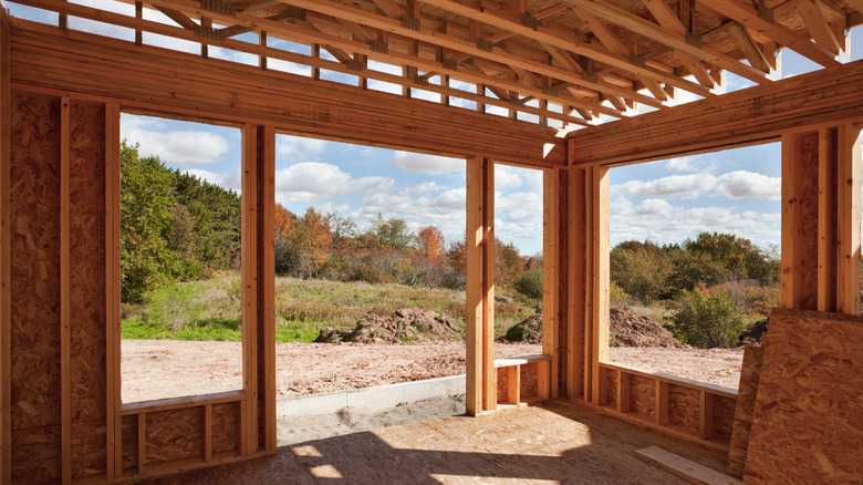 Wooden frame of home addition