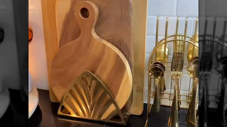 Cutting boards on kitchen counter