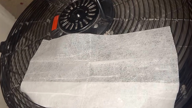 Dryer sheet on back of fan