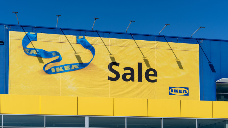 IKEA store with a large sale banner