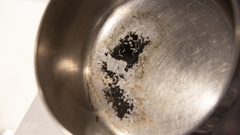 burnt food in a pan