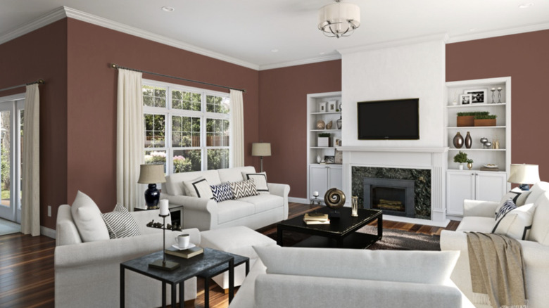 Living room with Canyon Clay colored walls.