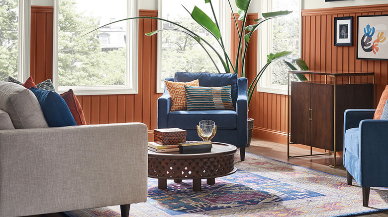 Cavern Clay by Sherwin Williams on the walls in living room.