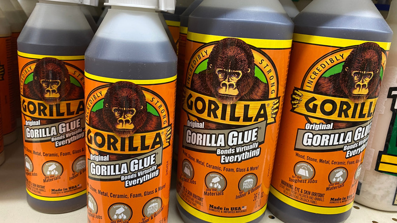 A retail display of Gorilla Glue