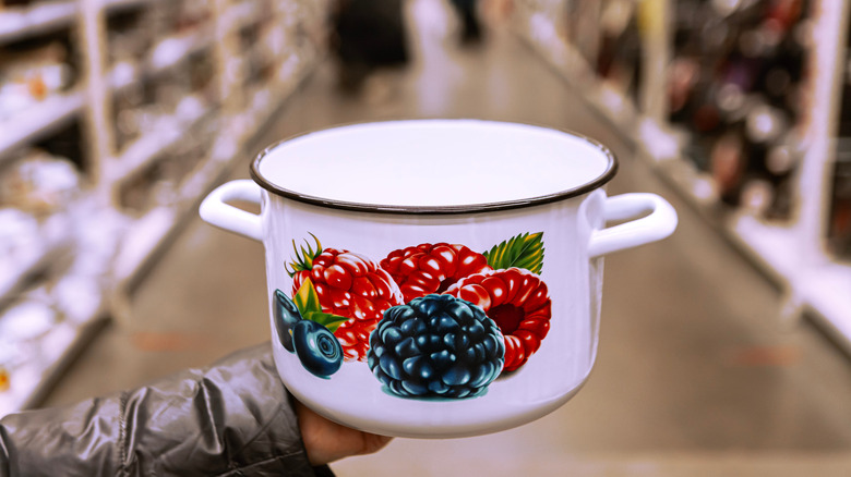 Retro cookware in a vintage shop.