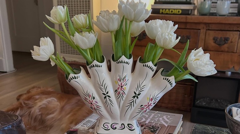 double tulips in a tulipiere