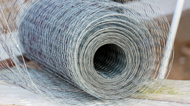 A roll of hardware cloth fencing