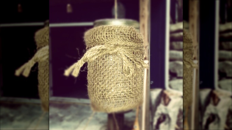 Wrapped burlap lantern