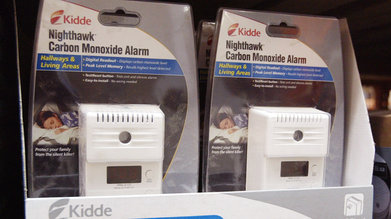 carbon monoxide alarms on shelf