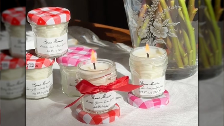 Candles made in mini jam jars